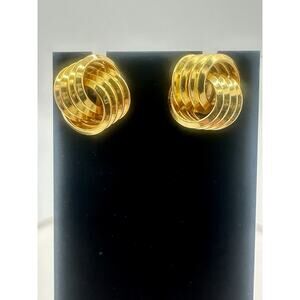 Vintage 80's Gold Tone Knot Pierced Earrings